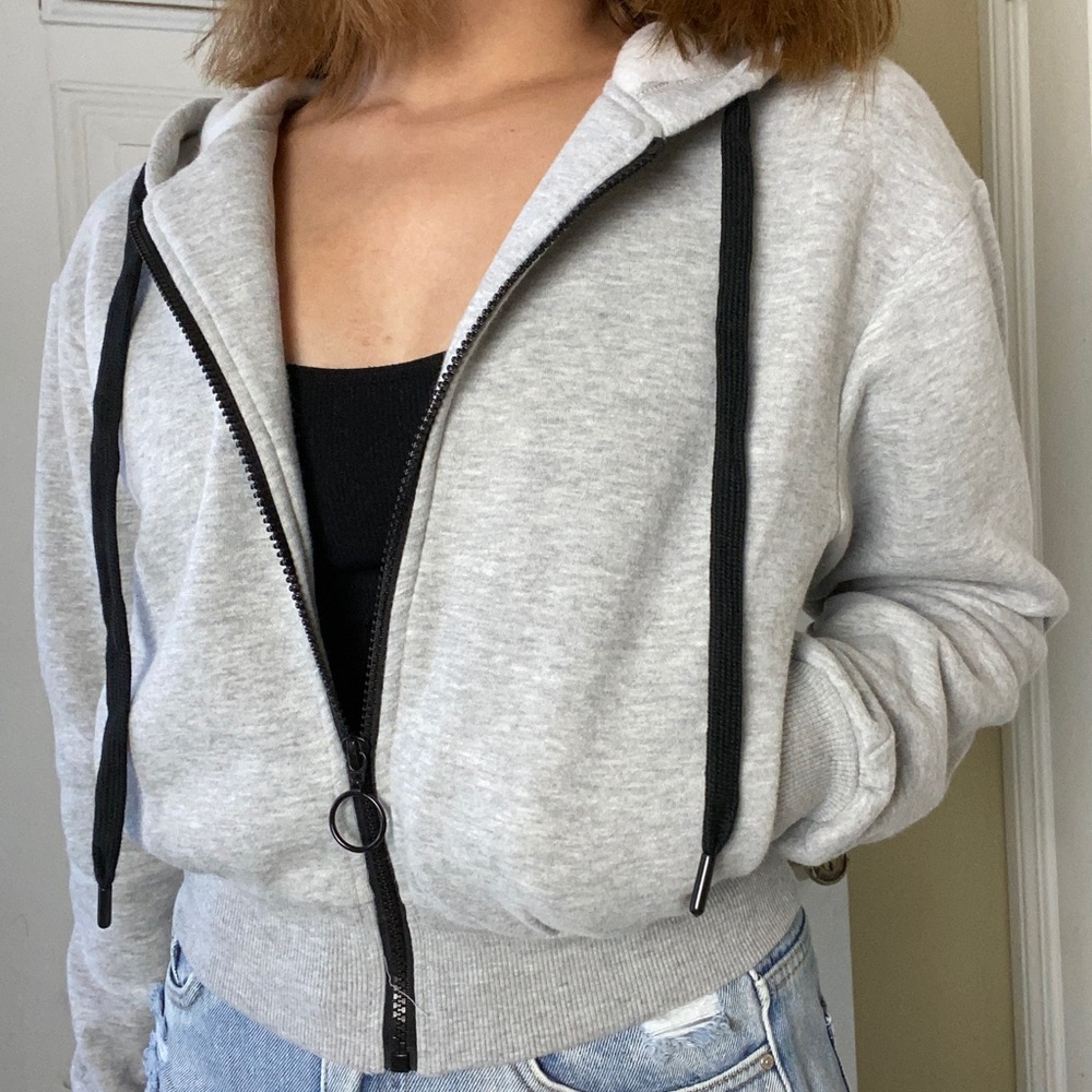 Heather grey zipper hoodie